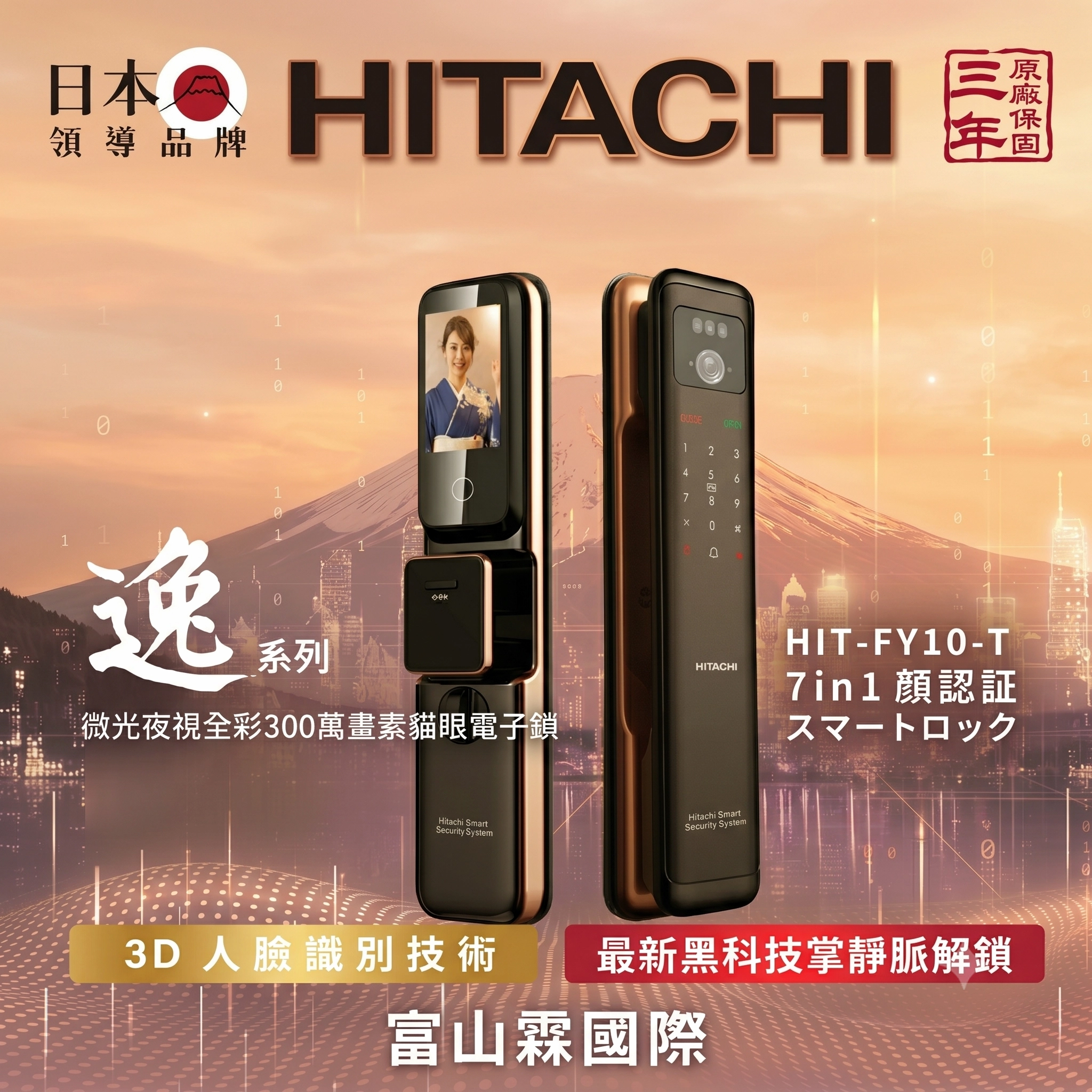 HITACHI 日立逸 人臉掌靜脈電子鎖
