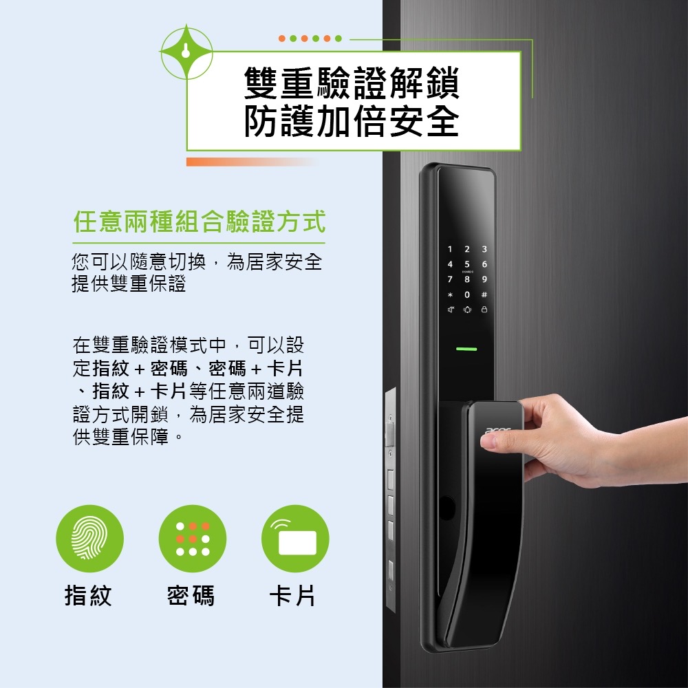 Acer五合一電子鎖 雙重驗證安全模式