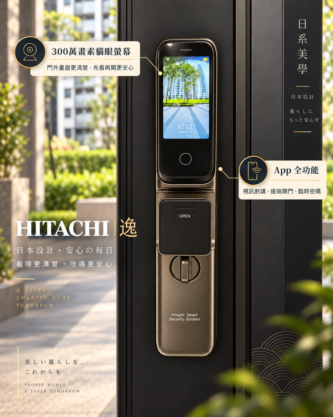 HITACHI 逸 FY10 室內電子貓眼螢幕實際顯示畫面