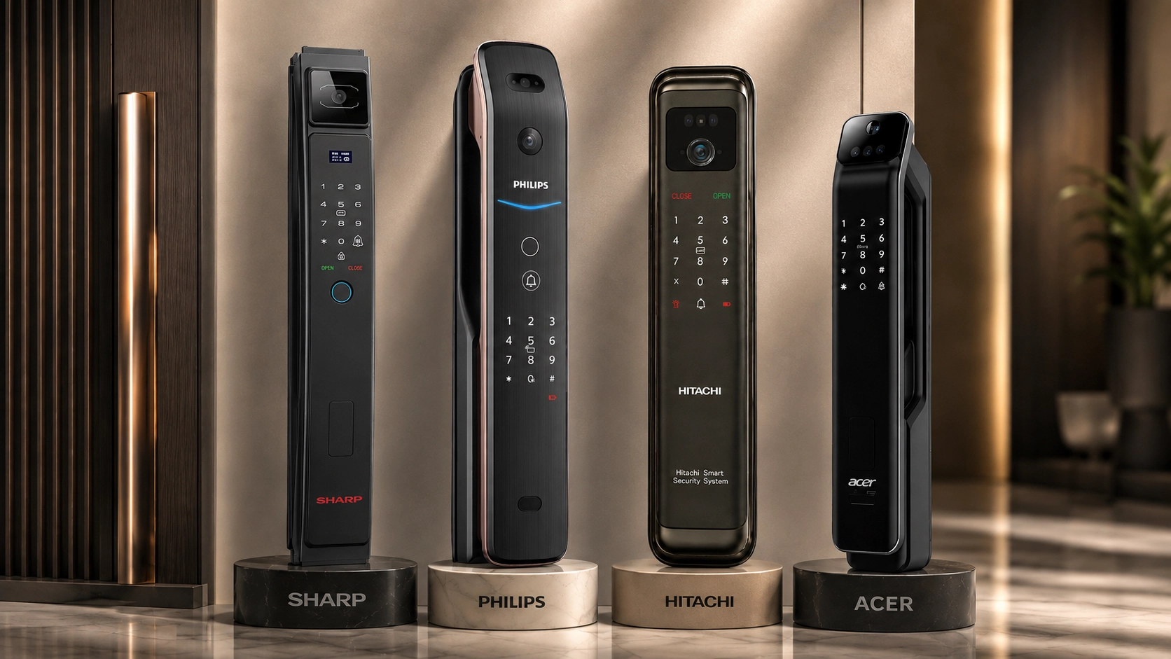 SHARP HOLO3、Philips 709FVP、HITACHI 逸與 Acer ODL103 四款旗艦電子鎖展示