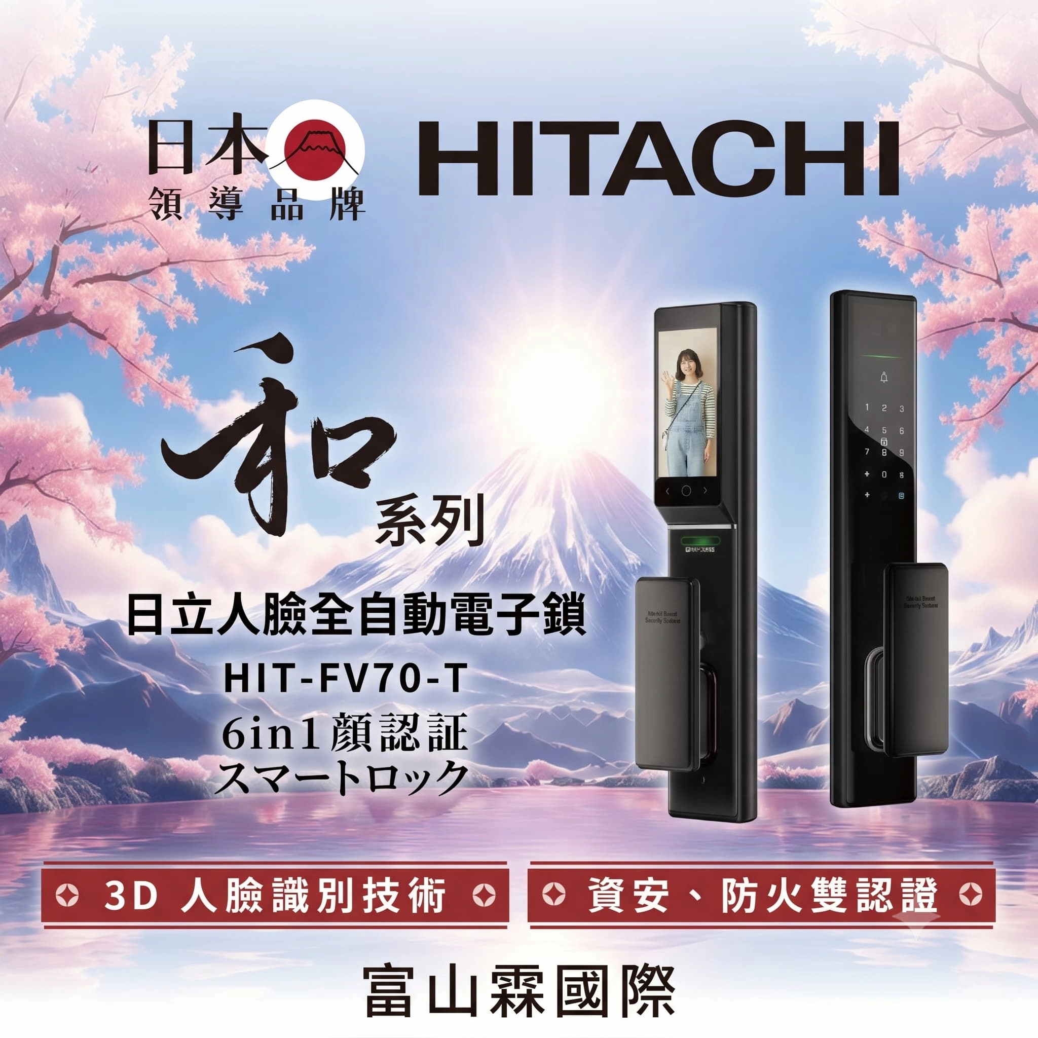 日立 Hitachi 和 人臉掌靜脈視訊電子鎖